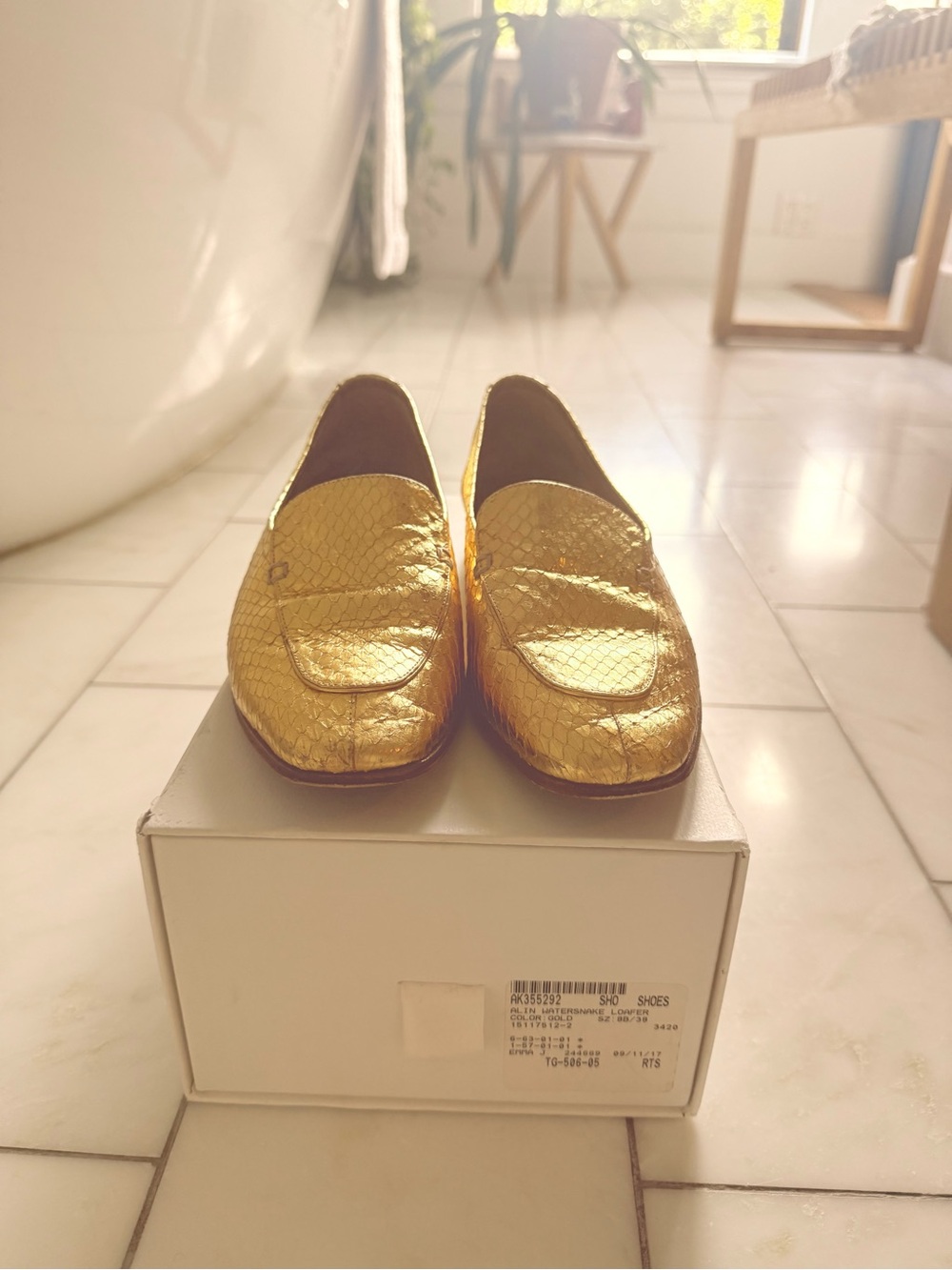 adidas Metallic Gold Slip-On Loafers for Women